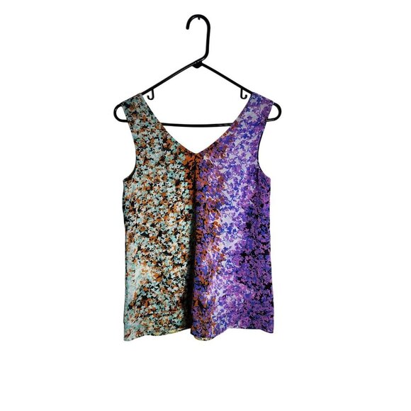 Multicolor Sleeveless Floral Print V-Neck Blouse Top XS - Picture 2 of 3